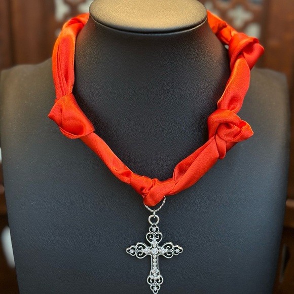 Handmade Scarf Tie Necklace - Picture 1 of 1